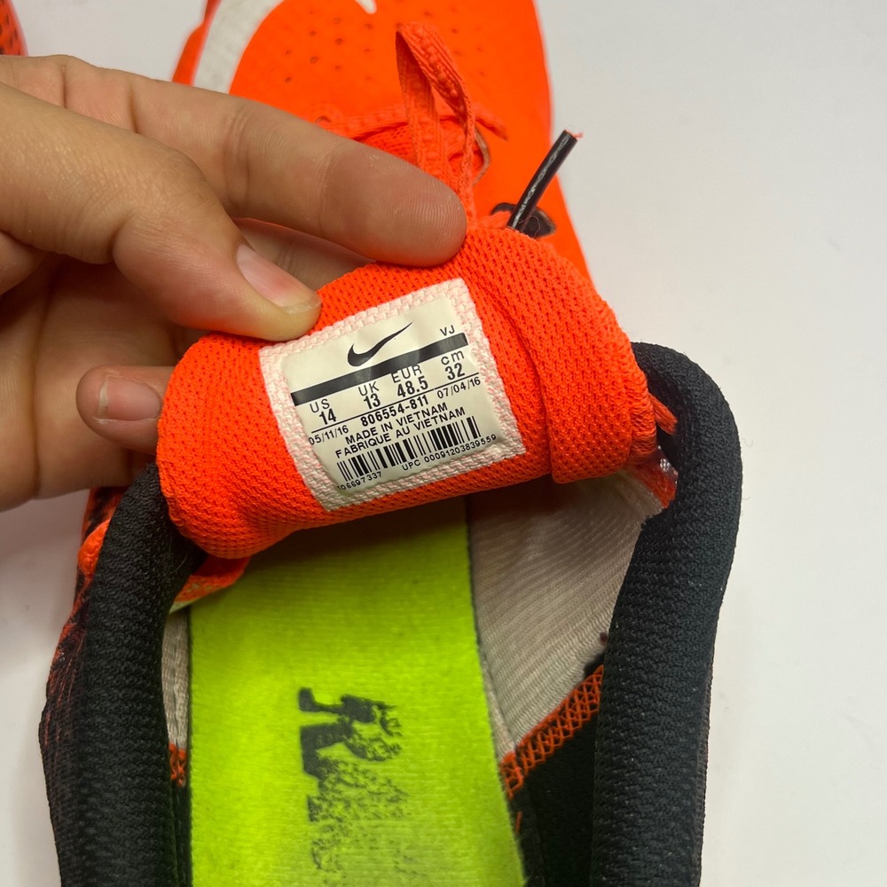Nike Zoom Rival S 8 Mens 14 Orange Black Track Field Sprint Spikes 806554-811 - Picture 7 of 9